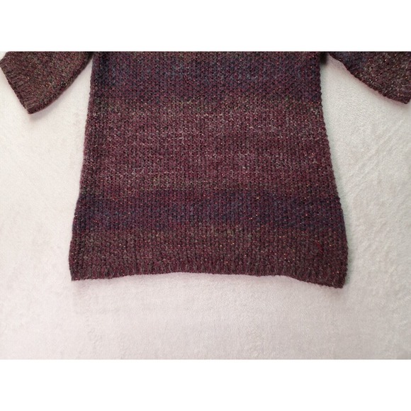 Elsamanda Knit Top Womens Large Burgundy Multi Metallic Alpaca Wool Short Sleeve - Picture 3 of 9